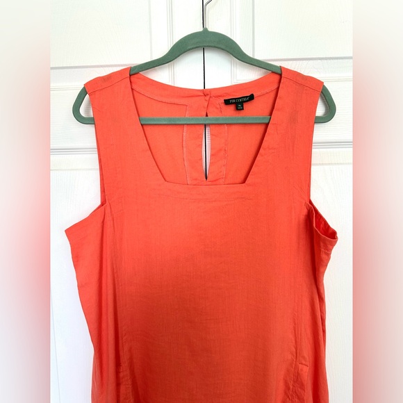 For Cynthia Vibrant Orange Linen Blend Sleeveless Hankerchief Hem Midi Dress-XL - Picture 8 of 11